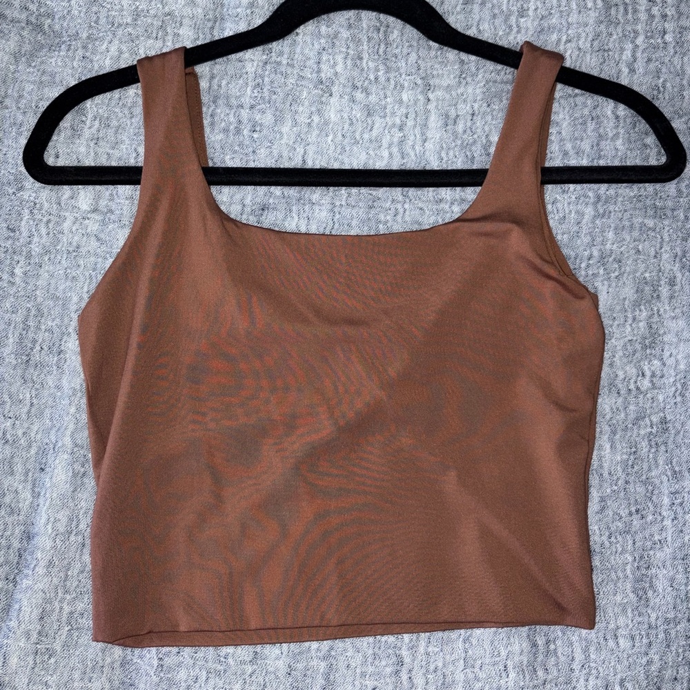 Brown Square Neck Tank Top